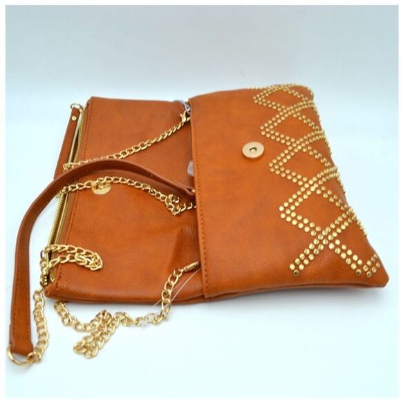 Studded Fold-over Chained Crossbody Bag - Picture 9 of 10